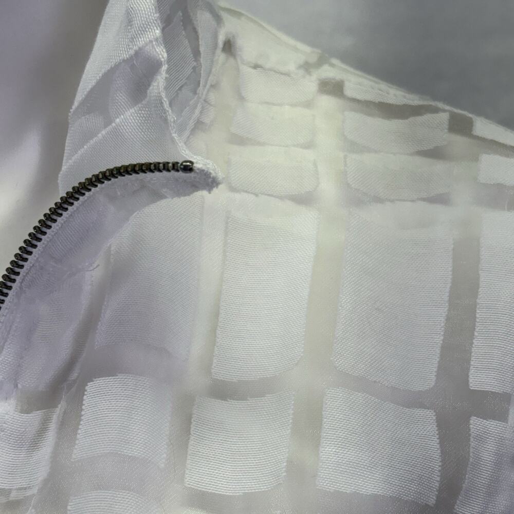 Coldwater Creek White Semi Sheer Square Patterned Zip Up Blazer Jacket Size 16 - Picture 3 of 12